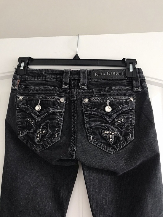 Rock Revival Denim - Rock Revival Black Skinny Jeans with Embellished Pockets